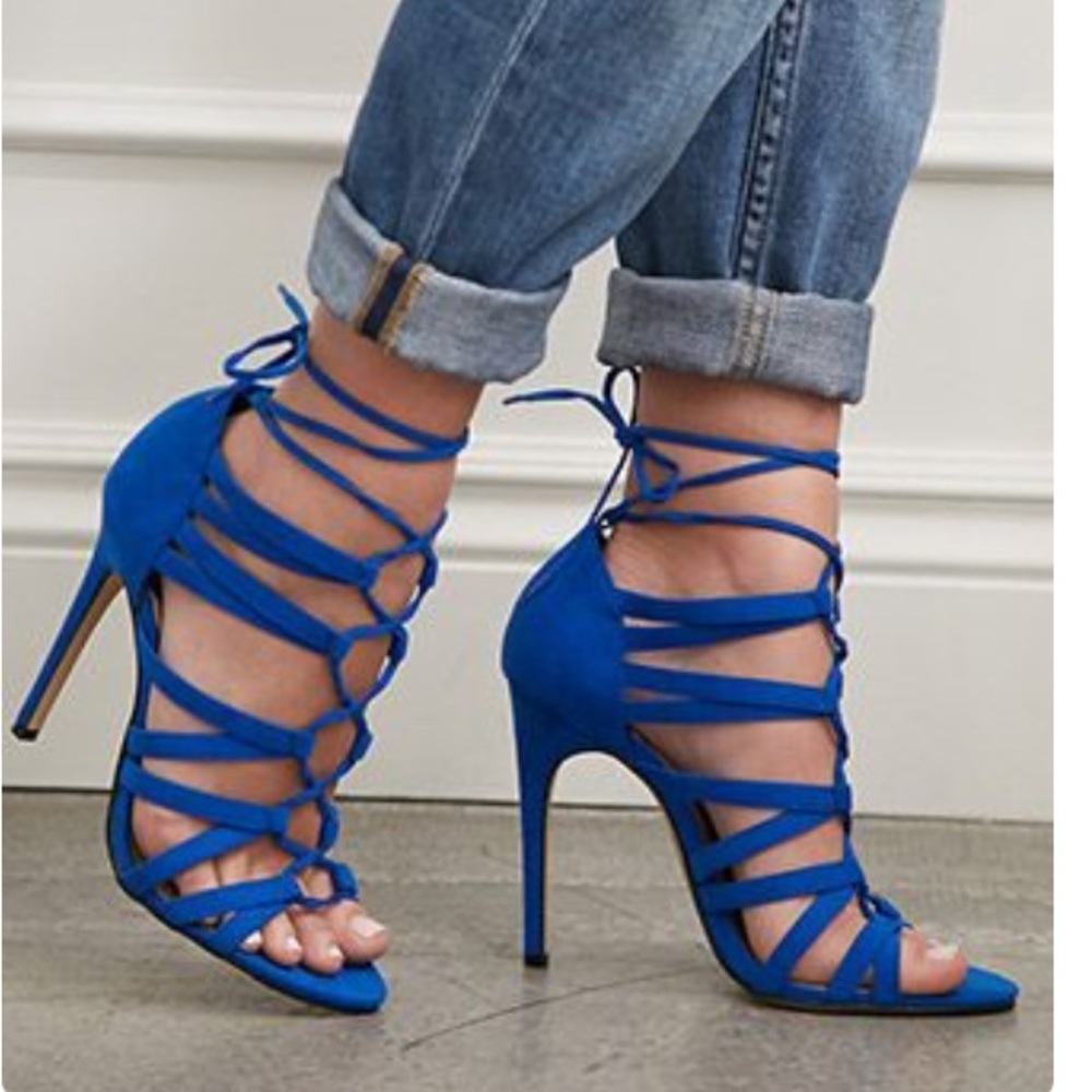 ✨HP✨Zara blue lace up heels sz38
